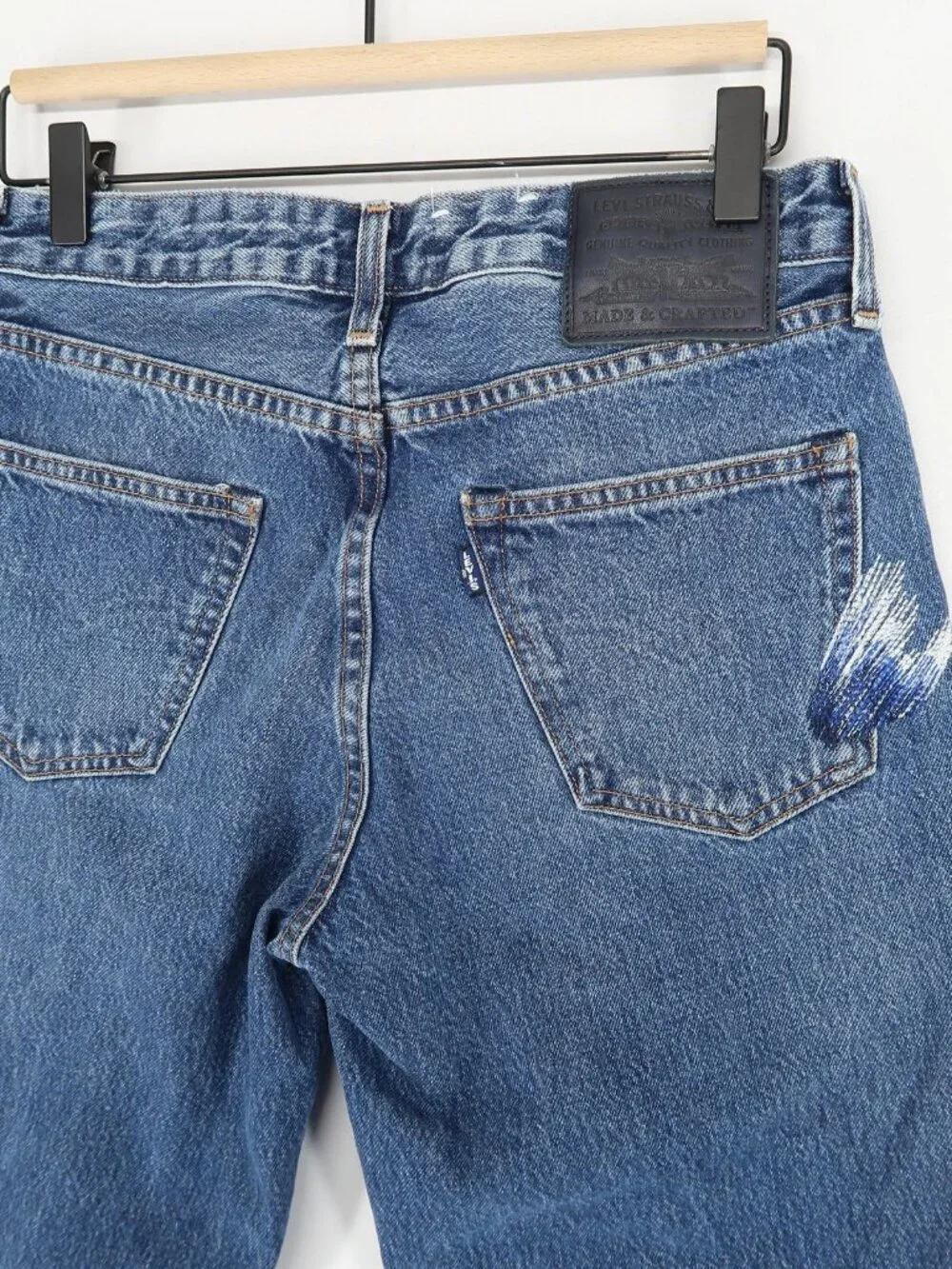 Levis Made & Crafted Jeans Mens 29 Blue Draft Wide Taper Crop‎ Distressed Cotton